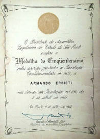 Certificado de Medalha do Cinquentenário