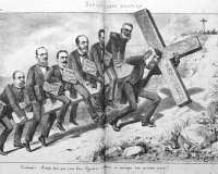 Prudente de Moraes carrega todo o peso do governo do Brasil. Os ministros não ajudam e ainda tornam maior o peso da cruz, em plena Semana Santa. Don Quixote (Rio de Janeiro) nº 57 – 4/4/1896 Prudente de Moraes carrega todo o peso do governo do Brasil. Os ministros não ajudam e ainda tornam maior o peso da cruz, em plena Semana Santa. Don Quixote (Rio de Janeiro) nº 57 – 4/4/1896