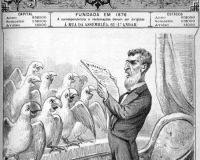 Prudente de Moraes lê sua mensagem ao Congresso, mas os nobres deputados e senadores são retratados como meros repetidores e, ainda assim, perigosos, com seus bicos afiados. Revista Illustrada (Rio de Janeiro) nº 736 – 1898 Prudente de Moraes lê sua mensagem ao Congresso, mas os nobres deputados e senadores são retratados como meros repetidores e, ainda assim, perigosos, com seus bicos afiados. Revista Illustrada (Rio de Janeiro) nº 736 – 1898