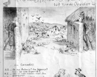 O General Artur Oscar (A.O.) e Antônio Conselheiro (A.C.) após a batalha. Com tantas baixas dos dois lados, não restou outra coisa a fazer senão jogar cartas. Don Quixote (Rio de Janeiro) nº 86 – 1897 O General Artur Oscar (A.O.) e Antônio Conselheiro (A.C.) após a batalha. Com tantas baixas dos dois lados, não restou outra coisa a fazer senão jogar cartas. Don Quixote (Rio de Janeiro) nº 86 – 1897