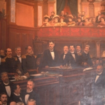 "Compromisso Constitucional", óleo sobre tela de Francisco Aurélio de Figueiredo e Melo, retrata a Sessão Solene do Congresso Nacional Constituinte presidido pelo Senador Prudente de Moraes, na qual foi promulgada a Constituição de 1891 e eleitos o Presidente da República, Generalíssimo Deodoro da Fonseca e o Vice-Presidente, Marechal Floriano Peixoto. "Compromisso Constitucional", óleo sobre tela de Francisco Aurélio de Figueiredo e Melo, retrata a Sessão Solene do Congresso Nacional Constituinte presidido pelo Senador Prudente de Moraes, na qual foi promulgada a Constituição de 1891 e eleitos o Presidente da República, Generalíssimo Deodoro da Fonseca e o Vice-Presidente, Marechal Floriano Peixoto.