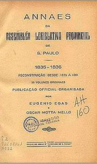 Anais da Assembléia Legislativa Provincial de S. Paulo