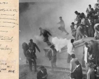 Esta moção, manuscrita por Caio Prado Júnior e também subscrita por Mario Schenberg, em 1º de dezembro de 1947, refere-se aos incidentes ocorridos naquele dia (foto acima) defronte a Assembléia Legislativa, durante uma manifestação realizada para a entrega de abaixo-assinados contra a cassação dos mandatos dos deputados do PCB. Esta moção, manuscrita por Caio Prado Júnior e também subscrita por Mario Schenberg, em 1º de dezembro de 1947, refere-se aos incidentes ocorridos naquele dia (foto acima) defronte a Assembléia Legislativa, durante uma manifestação realizada para a entrega de abaixo-assinados contra a cassação dos mandatos dos deputados do PCB.