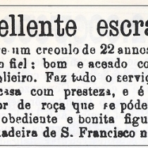 Anúncio de venda de escravo. Anúncio de venda de escravo.