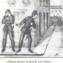 Nesta charge de Ângelo Agostini, publicada no número 28 de Cabrião, de 14/4/1867, aludia-se à omissão da polícia frente aos tumultos ocorridos em São Paulo envolvendo os estudantes da Faculdade de Direito. Nesta charge de Ângelo Agostini, publicada no número 28 de Cabrião, de 14/4/1867, aludia-se à omissão da polícia frente aos tumultos ocorridos em São Paulo envolvendo os estudantes da Faculdade de Direito.
