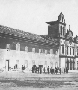 Vista do Largo de São Francisco, em 1862. À esquerda, o antigo convento, que desde 1827-8 era sede da Faculdade de Direito de São Paulo. À direita, as Igrejas de São Francisco e da Ordem Terceira dos Franciscanos. Vista do Largo de São Francisco, em 1862. À esquerda, o antigo convento, que desde 1827-8 era sede da Faculdade de Direito de São Paulo. À direita, as Igrejas de São Francisco e da Ordem Terceira dos Franciscanos.