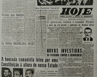 O diário comunista Hoje, em sua edição de 9 de julho de 1947, destacava a atuação da Bancada do PCB no processo de elaboração da Constituição Paulista, ao mesmo tempo em que buscava constituir mobilização em torno da defesa dos mandatos dos parlamentares do partido. O diário comunista Hoje, em sua edição de 9 de julho de 1947, destacava a atuação da Bancada do PCB no processo de elaboração da Constituição Paulista, ao mesmo tempo em que buscava constituir mobilização em torno da defesa dos mandatos dos parlamentares do partido.